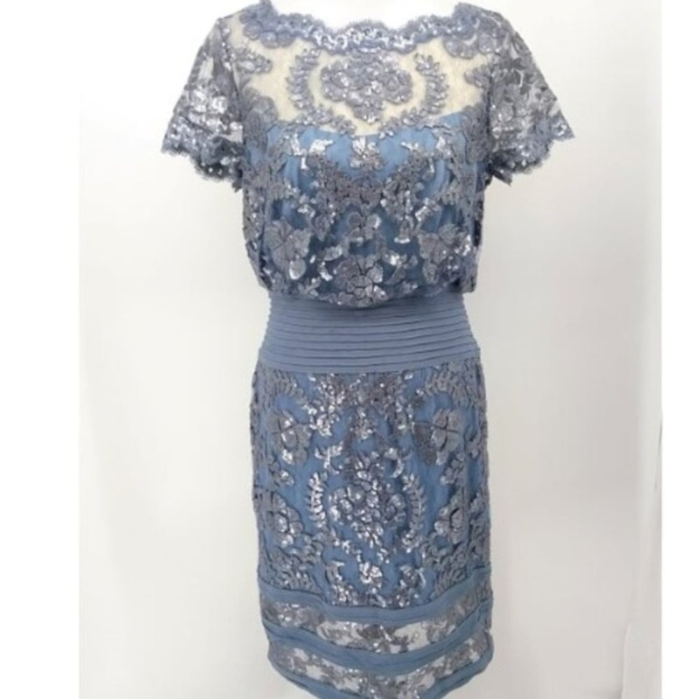 New Tadashi Shoji 10 Dress Cornflower Blue Sequin
